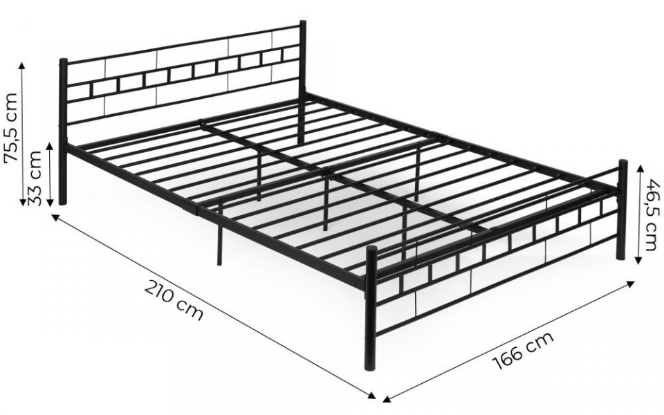 Łóżko metalowe Kingsley 404B, 160x200 cm z wbudowanym stelażem