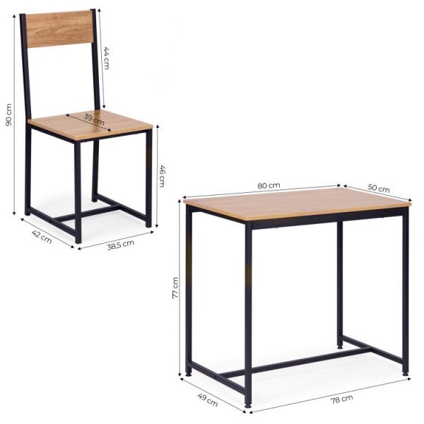 Zestaw do jadalni Ramon - stół z 2 krzesłami w stylu loft