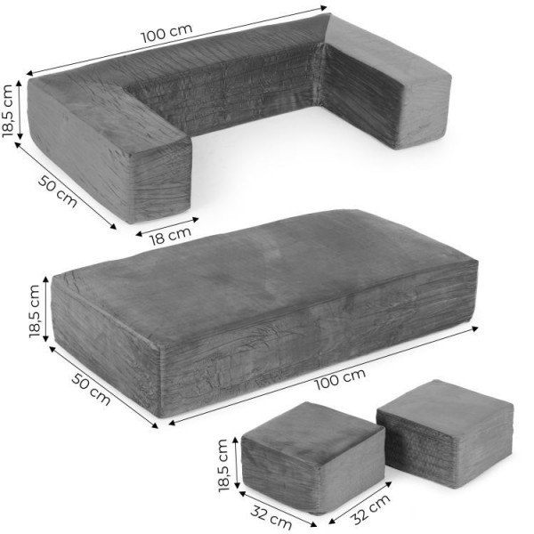Modułowa sofa piankowa, dziecięca Twino, kolor szary