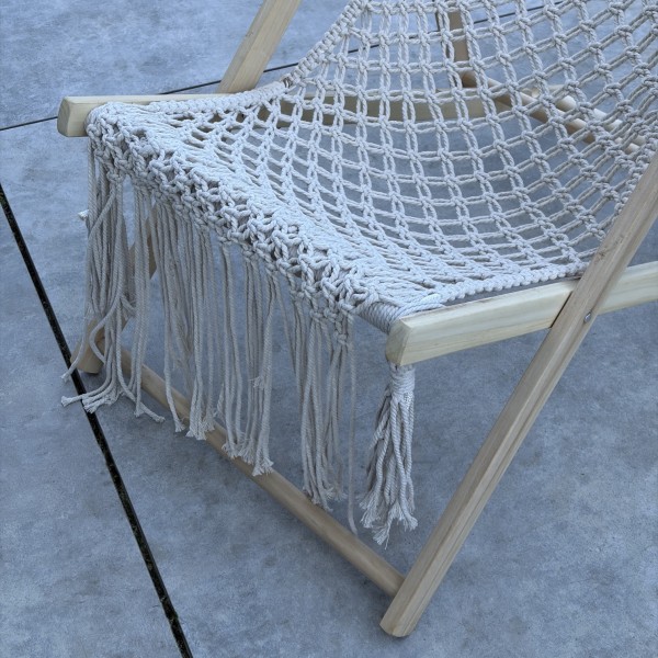 Drewniany leżak ogrodowy składany Coral, styl boho