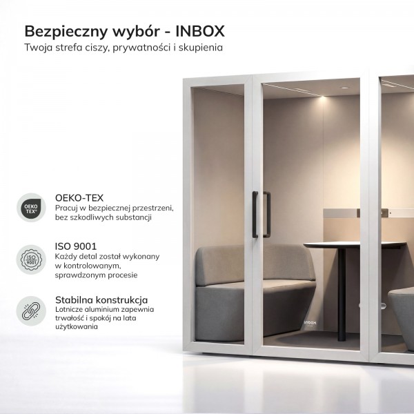 Budka akustyczna 4-osobowa Inbox, 220x122x210 cm