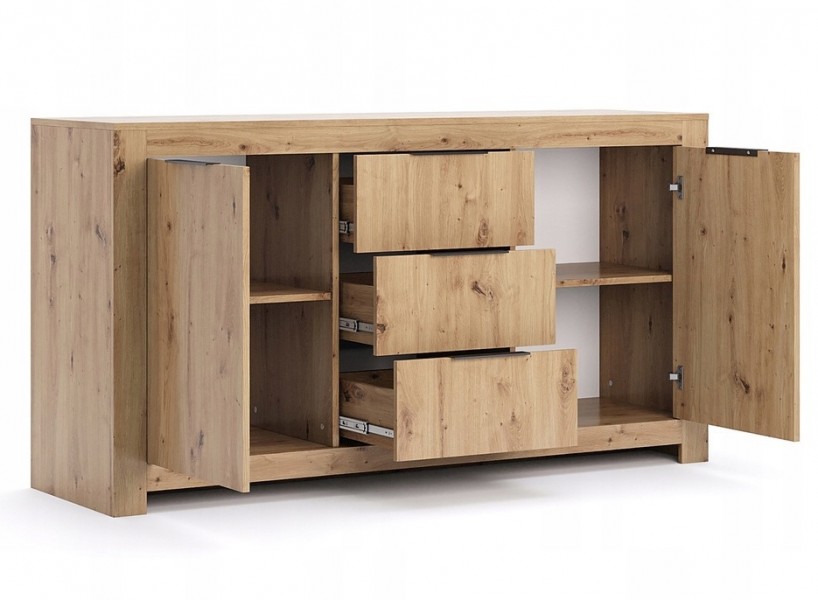 Komoda Tommy 166 z szafkami i szufladami, dąb artisan