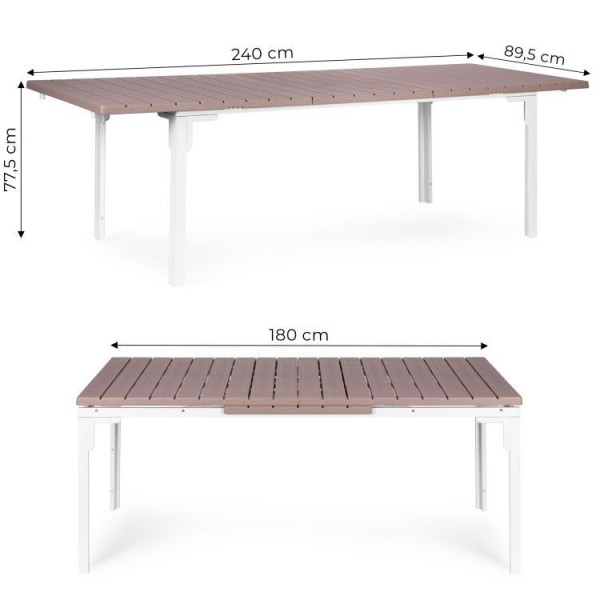 Stół ogrodowy Caprila rozkładany 180-240 cm, kolor biało-beżowy