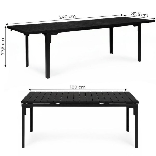 Stół ogrodowy Caprila rozkładany 180-240 cm, kolor czarny