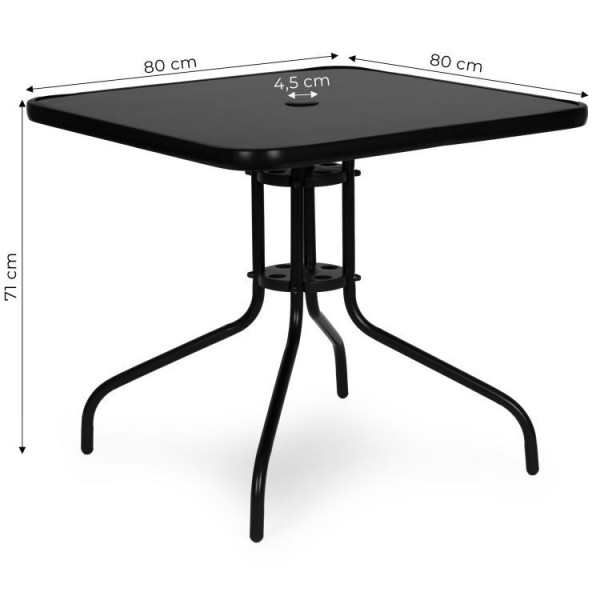 Stolik ogrodowy, balkonowy 80 cm Torello 073A, czarny, kwadratowy