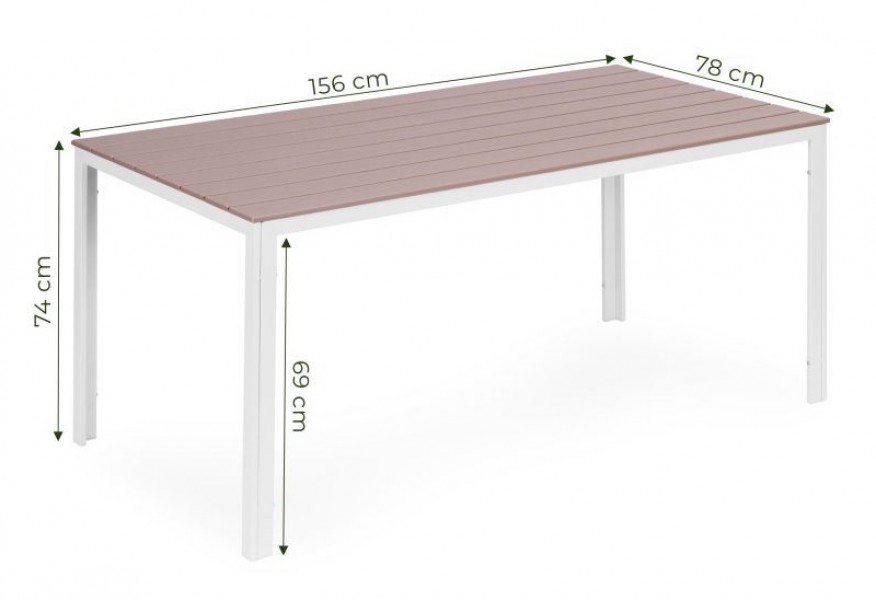 Stół ogrodowy obiadowy Caprila 156x78 cm, kolor biało-beżowy