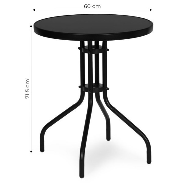 Stolik ogrodowy, balkonowy 60 cm Torello 070-1, czarny, okrągły