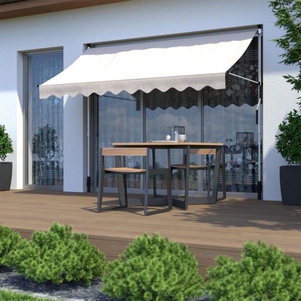 Markiza przeciwsłoneczna, regulowana AW-016 na taras, balkon, beżowa, 200x120 cm