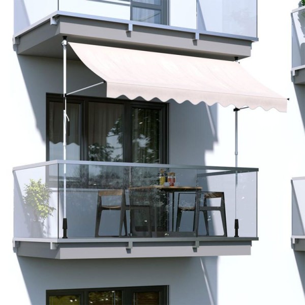 Markiza przeciwsłoneczna, regulowana AW-016 na taras, balkon, beżowa, 200x120 cm