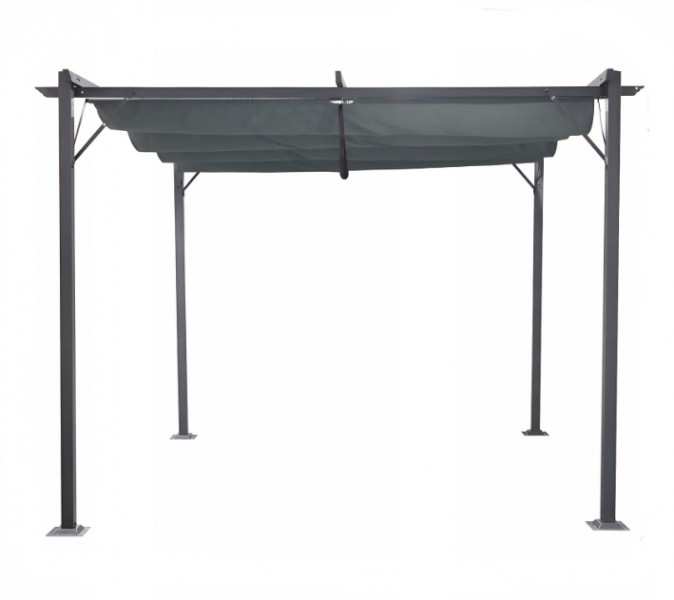 Pergola ogrodowa metalowa 3x3m z rozsuwanym dachem XT-3307, grafitowa