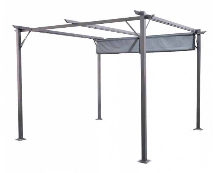 Pergola ogrodowa metalowa 3x3m z rozsuwanym dachem XT-3307, grafitowa