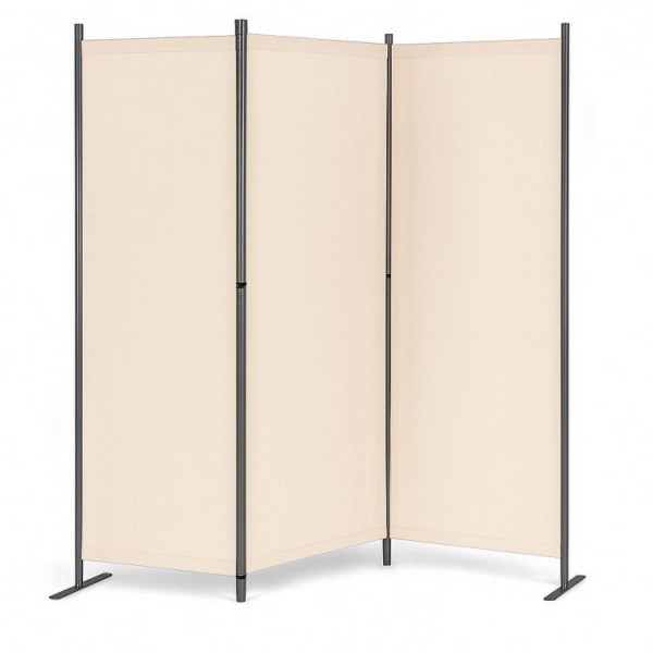 Parawan ogrodowy składany AW-022, 167x164 cm, 3-panelowy, kolor beżowy
