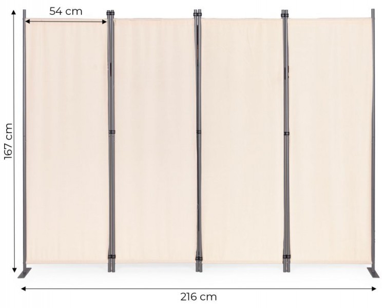 Parawan ogrodowy składany AW-022, 167x216 cm, 4-panelowy, kolor beżowy