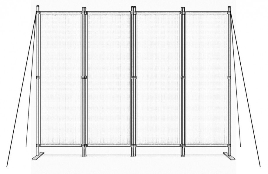 Parawan ogrodowy składany AW-022, 167x216 cm, 4-panelowy, kolor szary