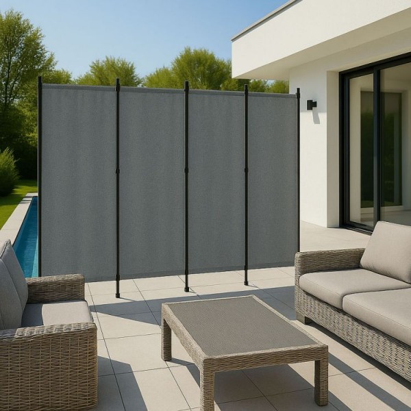 Parawan ogrodowy składany AW-022, 167x216 cm, 4-panelowy, kolor szary