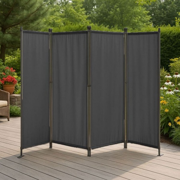 Parawan ogrodowy składany AW-022, 167x216 cm, 4-panelowy, kolor szary