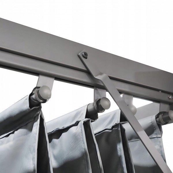 Pergola ogrodowa metalowa 3x4m z rozsuwanym dachem XT-3307B, grafitowa