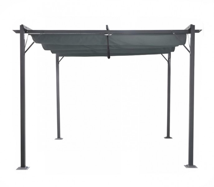 Pergola ogrodowa metalowa 3x4m z rozsuwanym dachem XT-3307B, grafitowa