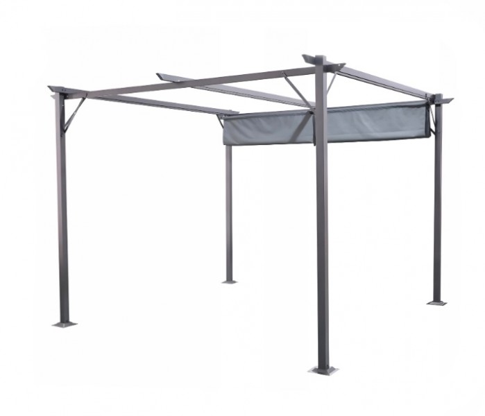 Pergola ogrodowa metalowa 3x4m z rozsuwanym dachem XT-3307B, grafitowa