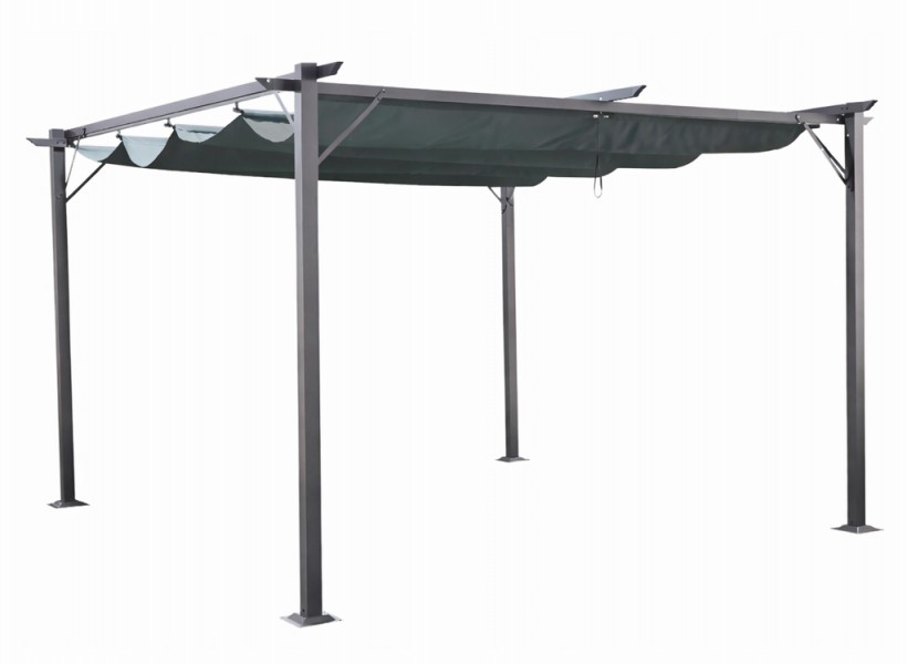 Pergola ogrodowa metalowa 3x4m z rozsuwanym dachem XT-3307B, grafitowa