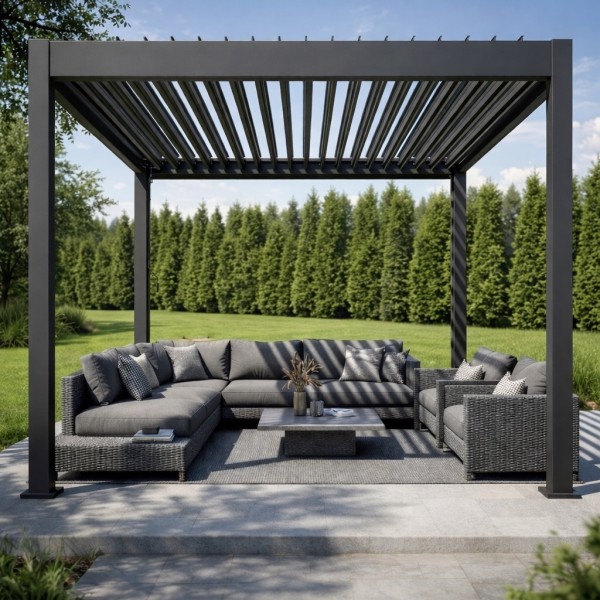 Pergola ogrodowa lamelowa 3x3 m antracyt XT-3653S regulowany dach
