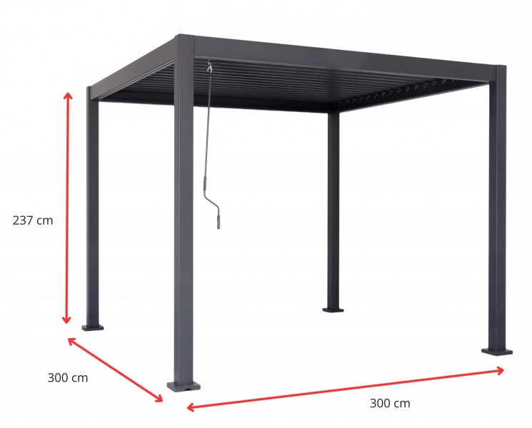 Pergola ogrodowa lamelowa 3x3 m antracyt XT-3653S regulowany dach