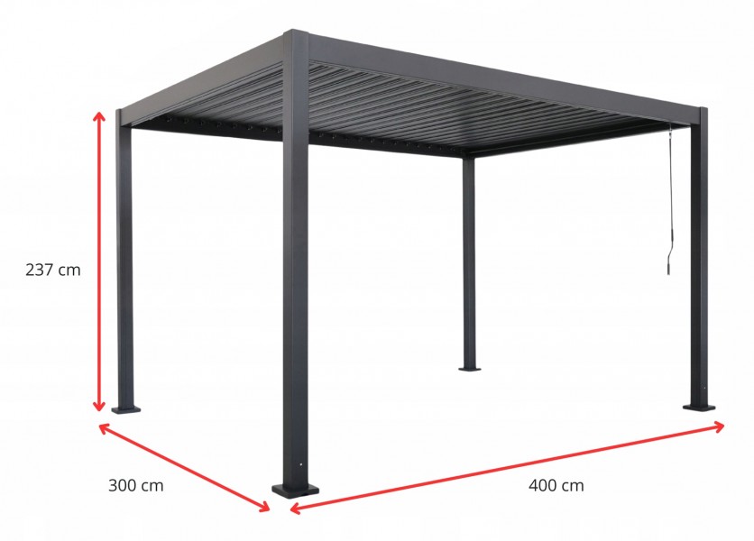 Pergola ogrodowa lamelowa 3x4 m antracyt XT-3653 regulowany dach