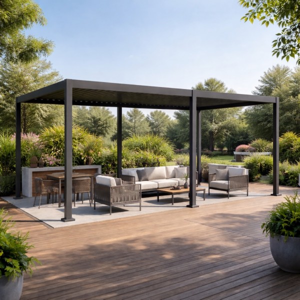 Pergola ogrodowa lamelowa 3x6 m antracyt XT-3652 regulowany dach