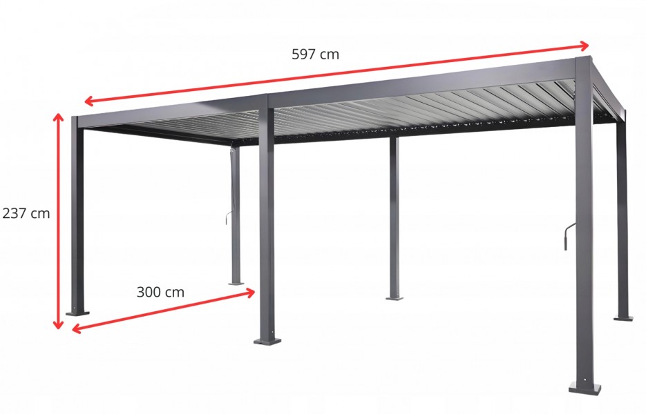 Pergola ogrodowa lamelowa 3x6 m antracyt XT-3652 regulowany dach