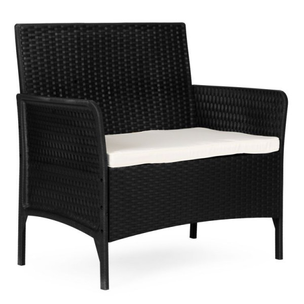Sofa ogrodowa 2-osobowa Livora 007 z poduszką, czarna
