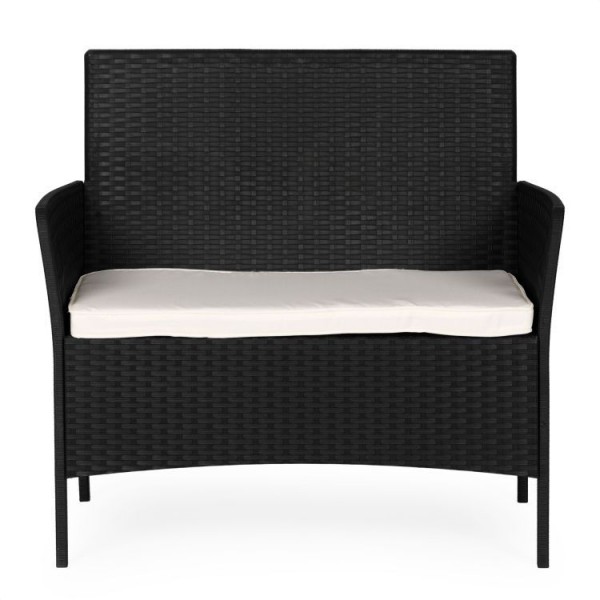 Sofa ogrodowa 2-osobowa Livora 007 z poduszką, czarna