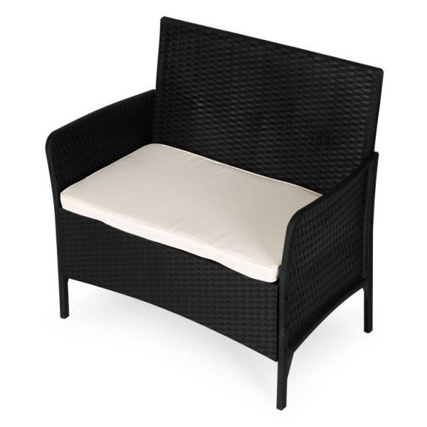 Sofa ogrodowa 2-osobowa Livora 007 z poduszką, czarna