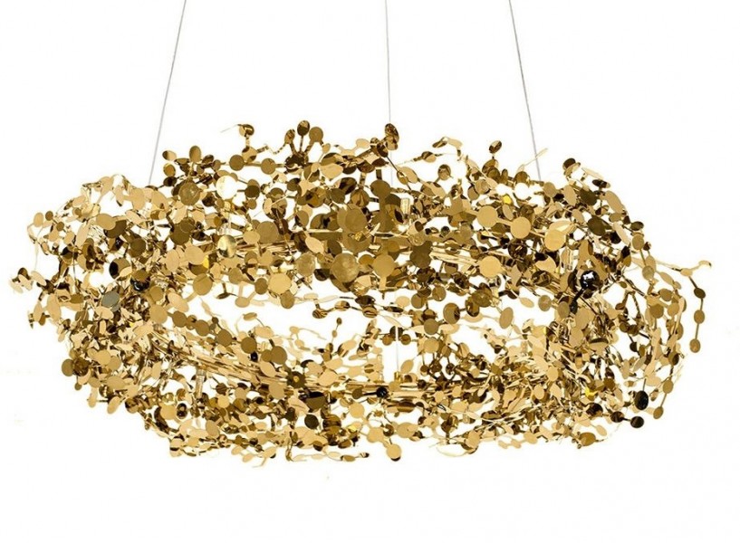 Designerska lampa wisząca Monete 60, złota