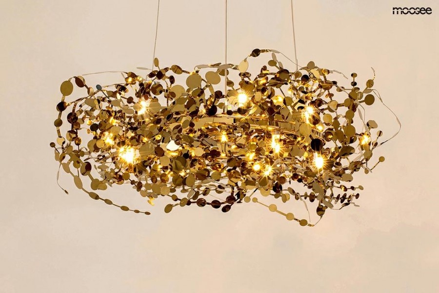 Designerska lampa wisząca Monete 60, złota