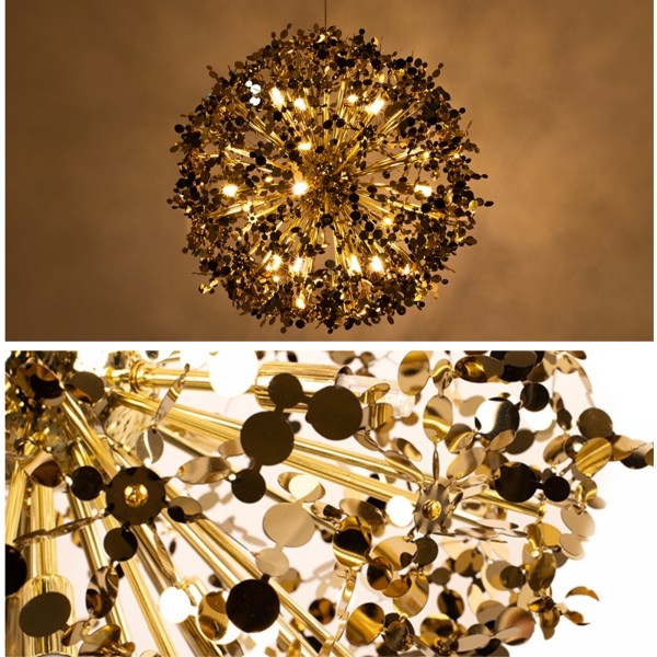 Designerska lampa wisząca Monete 65, złota