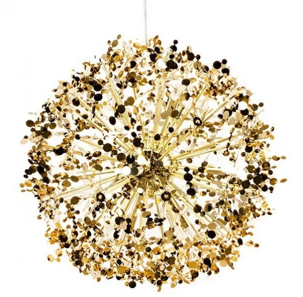 Designerska lampa wisząca Monete 65, złota