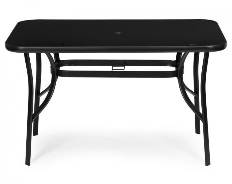 Stół ogrodowy Torello 094, 140x80 cm - czarny, z otworem na parasol