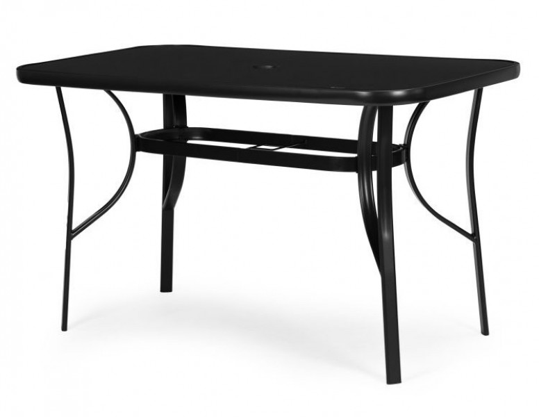 Stół ogrodowy Torello 094, 140x80 cm - czarny, z otworem na parasol