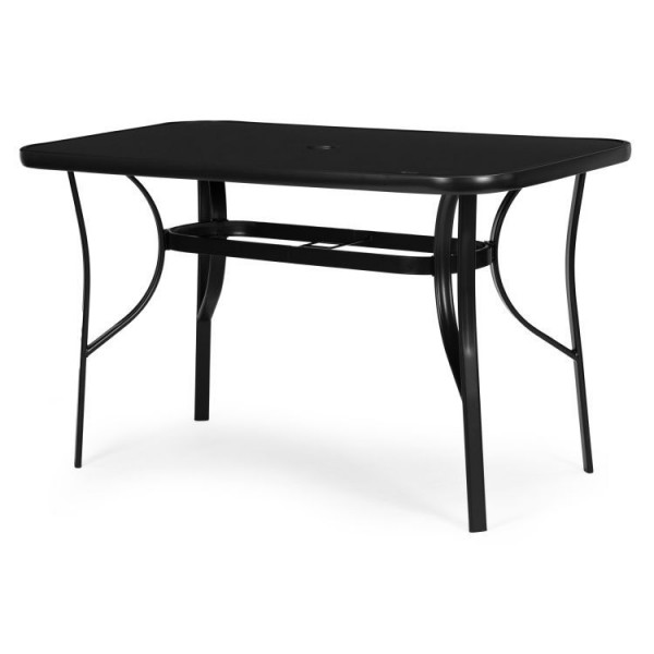 Stół ogrodowy Torello 094, 120x70 cm - czarny, z otworem na parasol