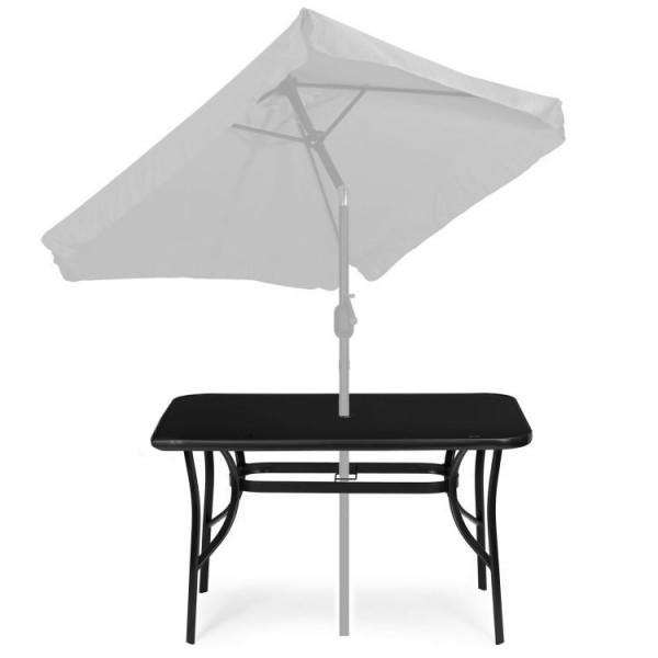 Stół ogrodowy Torello 094, 120x70 cm - czarny, z otworem na parasol