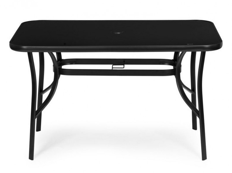 Stół ogrodowy Torello 094, 120x70 cm - czarny, z otworem na parasol