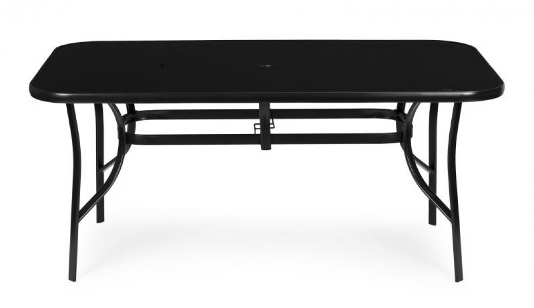 Stół ogrodowy Torello 094, 160x90 cm - czarny, z otworem na parasol