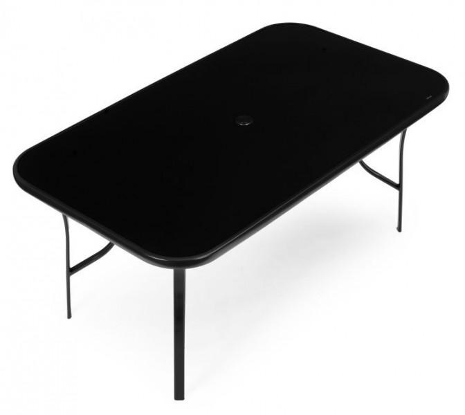 Stół ogrodowy Torello 094, 160x90 cm - czarny, z otworem na parasol