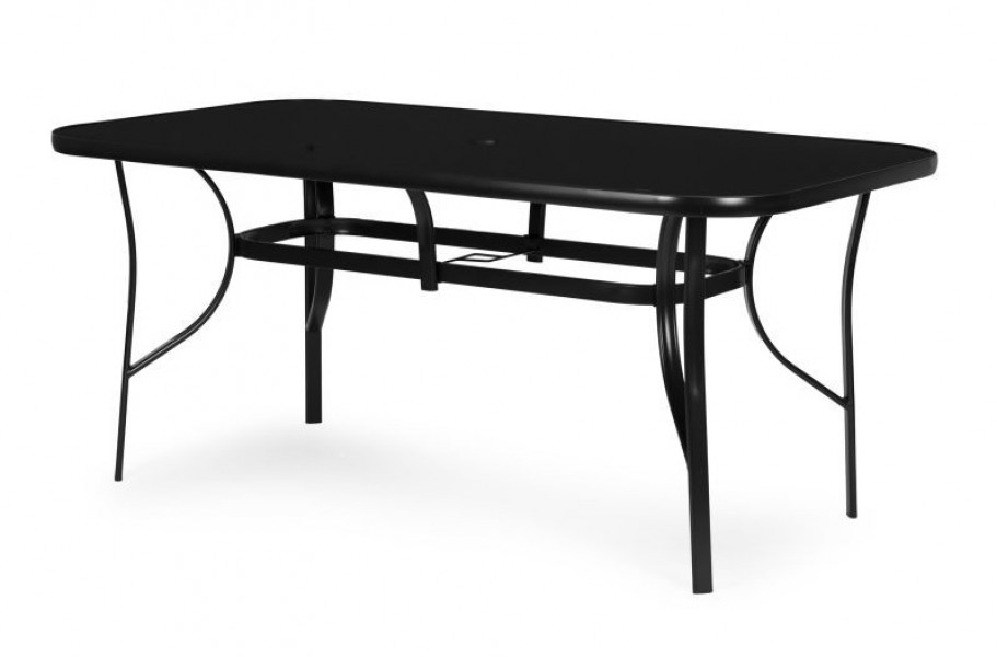 Stół ogrodowy Torello 094, 160x90 cm - czarny, z otworem na parasol