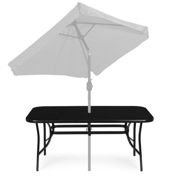 Stół ogrodowy Torello 094, 160x90 cm - czarny, z otworem na parasol