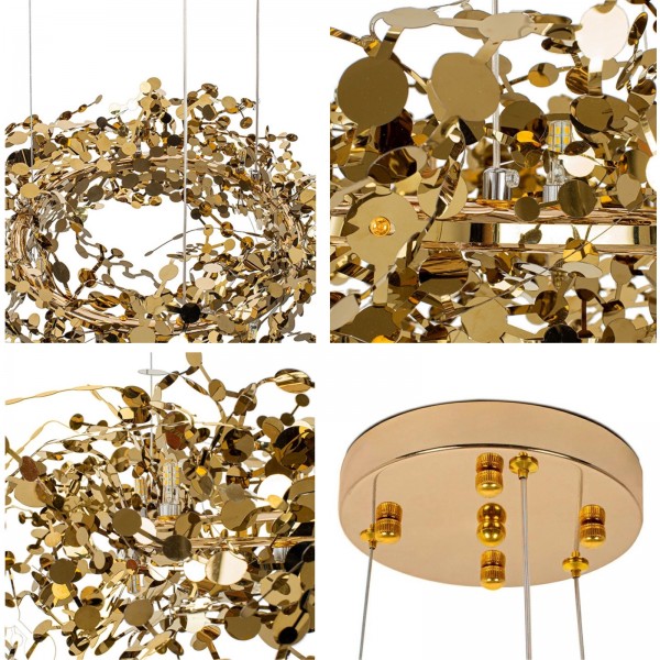 Designerska lampa wisząca Monete 80, złota