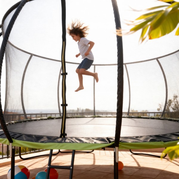 Trampolina ogrodowa dla dzieci Pegie 16FT, 488 cm, z siatką wewnętrzną i drabinką