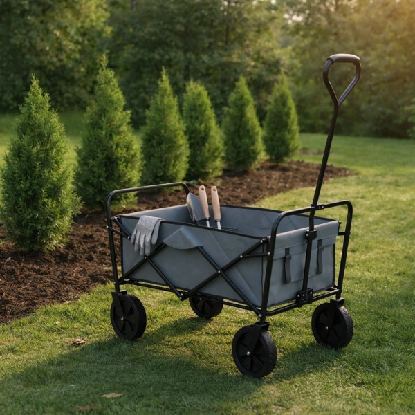 Składany wózek transportowy, ogrodowy i plażowy FC-001, 100 kg, szary