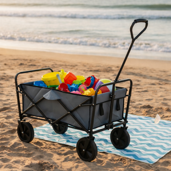 Składany wózek transportowy, ogrodowy i plażowy FC-001, 100 kg, szary