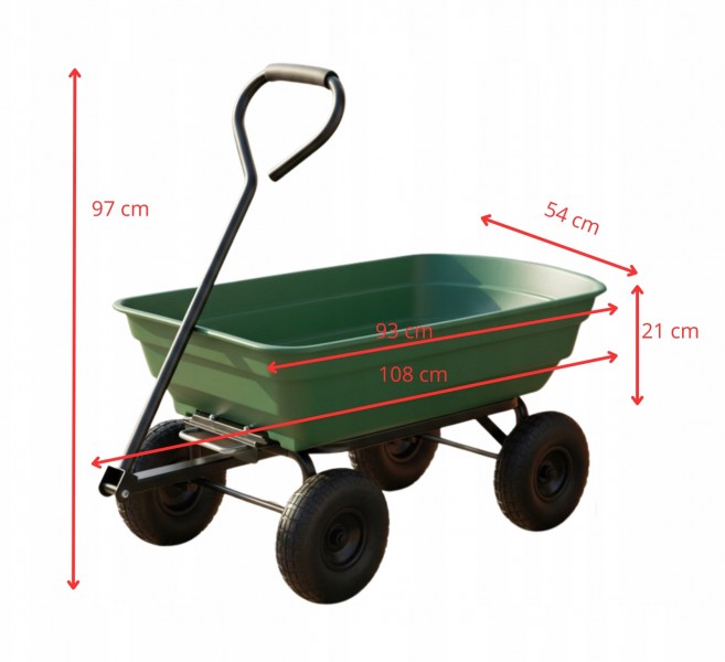 Wózek ogrodowy, transportowy DT-001, 75L, 300 kg - wywrotka 3w1
